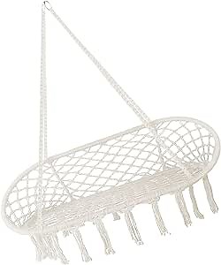 Grassman Hammock Chair Macrame Swing, Macrame Indoor Outdoor Hanging Chair Swing Handmade Knitted Mesh Two Person