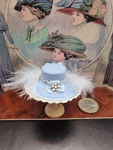 Victorian Hat Light Blue With Feathers in Miniature - Etsy UK