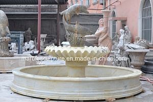 [Hot Item] Garden Decoration Hand-Carved Dolphin Marble Fountain Natural Marble Stone Fountain (SY-F068)