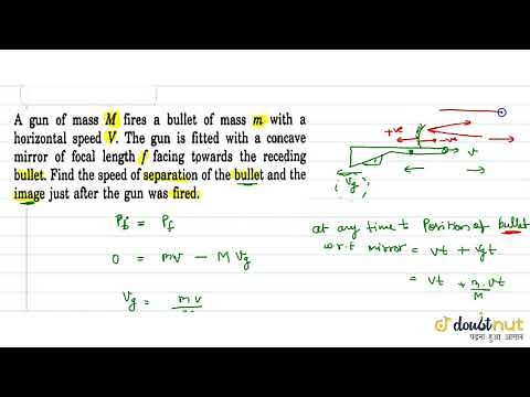A gun of mass M fires a bullet of mass m with a horizontal speed V. The gun is fitted with a con...