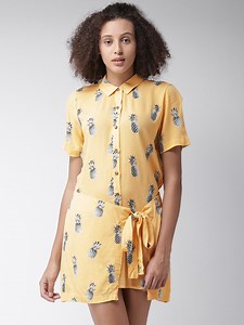 Buy FOREVER 21 Women Yellow Printed Shirt Dress -  - Apparel for Women