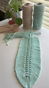 1.4M views · 13K reactions | Prepping macrame feathers for a full feather wall hanging. And how beautiful is this mint colored cord from @ganxxet! ••••I am excited to show the full feather piece soon! #macrame #macrameartist #macrameart #macramewallhanging #macramedecor #macramehomedecor #macramefeather #macramelove #macramemaker #handmadecraft #feathers #fiberart #ganxxet #angscraftsncreations | AngscraftsnCreations Macrame | Facebook