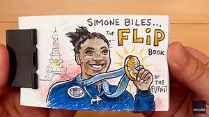St. Louis artist The Flippist shows Simone Biles "rising above it all" in his latest flip book. 🤸🏾 | USA TODAY Video