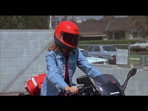 Actress Heather Thomas rides Motorcycle