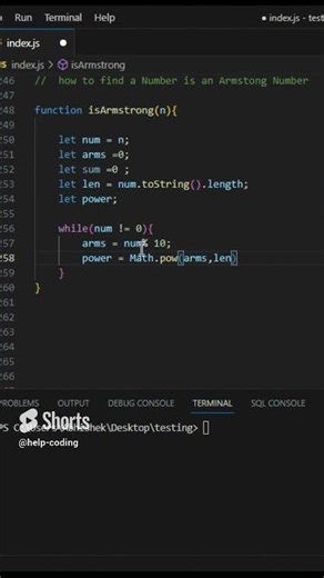 Is a Number is Armstrong number #javascript #viral #coding #webdevelopment #trending #coder