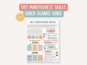 DBT Mindfulness Skills Cheat Sheet Coping Skills Overview Self Help Mental Health Resources Kids Teens Adults BPD Anxiety - Etsy
