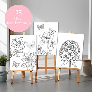Coloriages floraux à colorier | Motifs floraux imprimables pour adultes et enfants | Draps fleuris | Activité de peinture et de gorgée - Etsy France