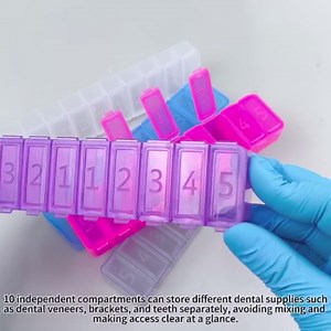 2Pcs 10-Compartment Divided Storage Box, Multi-functional Plastic Storage Containers for Teeth, Bracket, Dental Veneers and Other Small Items