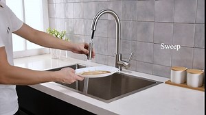 Touchless Modern Motion Sensor Activated Hands-Free Oil Rubbed Bronze Kitchen Faucet, Stainless Steel Single Handle One Hole Pull Out Kitchen Sink Faucet with Pull Down Sprayer