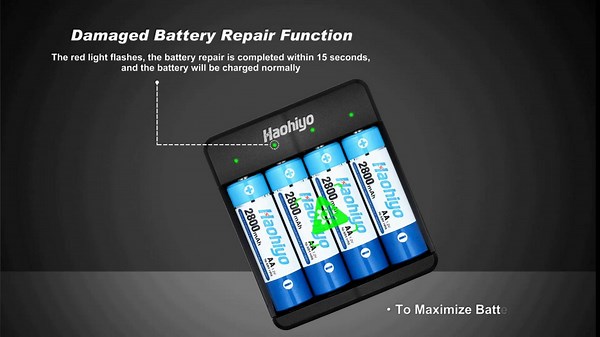 USB AA AAA Battery Charger - 4 Bay Individual Battery Charger with Fast Charging Function for Ni-MH Ni-CD AA AAA Rechargeable Batteries