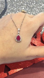 We are RUBY RED this Valentine’s ❤️❤️❤️ shop this stunning ruby & diamond pear shape pendant SALE $749 (retail $1085) #rubyred #bemyvalentine #sale #shoplocal #satterfieldanddempsey | Satterfield & Dempsey Jewelers
