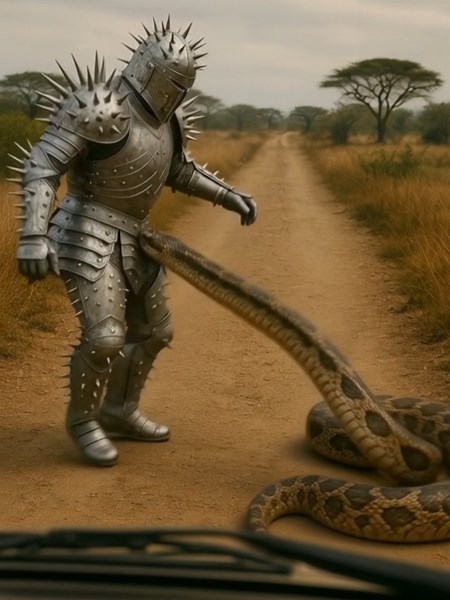 Python Snake Encounter in the African Savanna