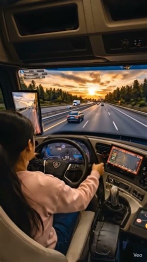 Girl Driving Giant Truck on Highway at Sunset 😍 | Ultra Realistic Simulation#truckdriving#drivingsim