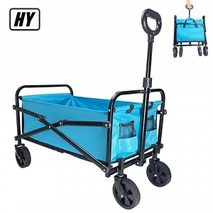 [Hot Item] Collapsible Outdoor Steel Frame Camping Beach Wagon Cart Trolley Cart Easy Fold and Unfold