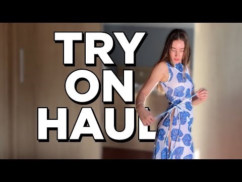 STYLISH SHEER WHITE LONG DRESS WITH BLUE FLORAL DESIGN | TRY ON HAUL