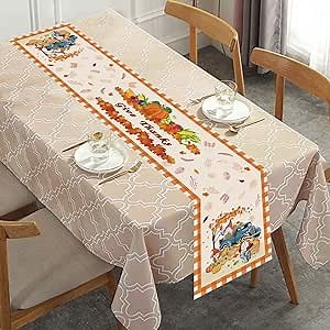 Thanksgiving Table Runners Gnomes, 72Inch Thanksgiving Runner for Table, Harvest Maple Leaf Table Runner Cloth, Non-Slip Fabric Pumpkin Table Runner Thanksgiving Table Setting for Give Thanks Dining
