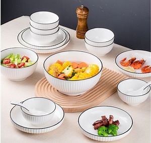 [Hot Item] Hot Sales Minimalist Black-Lined Ceramic Tableware for Daily Use