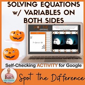 Solving Equations with Variables on Both Sides Halloween Activity for Algebra