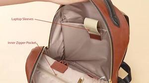 Telena Leather Laptop Backpack Women Men 15 inch Computer Bag Vintage Work Business for Teacher Nurse Black Brown