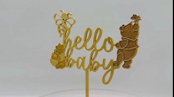Custom Winnie Cake Topper, Personalized Cake Topper for Baby Shower The Pooh Birthday Topper - Choose the Color and Custom Text - Made in USA