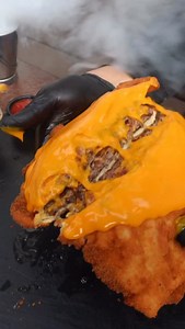 2.2K views · 842 reactions | Schnitzel Burger #cheese #burger #vienna #schnitzel | Arizona Burger & Bar | Facebook