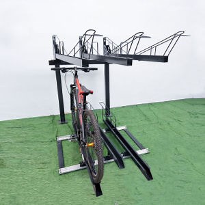 [Hot Item] New Design Two-Double Outdoor Black Parking Bike Display Rack Holder