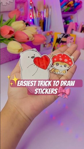 How To Draw Stickers ✨ Easiest Way😍 #diy #art #satisfying #stickers #howtoart #easy