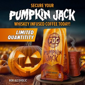 2.3K views · 632 reactions |  Pumpkin Jack Whiskey Infused Coffee is available for presale! This rich, bold blend celebrates this chilly season in every cup, bursting with the warm natural flavors of cinnamon, spice, vanilla, and pumpkin in every sip. Made with real whiskey, it brings a spirited kick to your mornings, and it’s non-alcoholic. It's the perfect way to kick off the season. Available for presale now. Expected to ship on October 1st. | Fire Dept. Coffee | Facebook