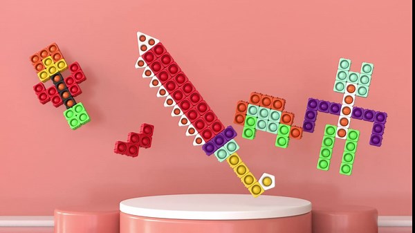 32PCS Pop Blocks Fidget Toys for Kids - Pop Dimple Fidget Sensory Toys for Autistic Children, Bubble Fidget Building Blocks Anti-Anxiety Tools Autism Stress Reliever Puzzle Toy