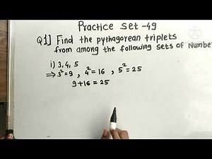 Practice set 49 Class 7 Pythagoras Theorem