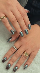 Add a touch of metallic magic to your nails with this chrome gel polish!  #KrissBeautySalons #HardGel #Nails #NailArt #ChromeGel | Kriss Beauty Salons | Facebook