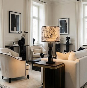 Handmade Black Wood Table Lamp With Toile De Jouy Shade | Sculptural Geometric Base - Etsy Canada