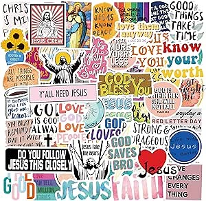 100Pcs Jesus Christian Stickers,Religious Bible Verse Faith Catholic Stickers,Cross Inspirational Stickers for Water Bottles Car Luggage Laptop, Motivational Christian Gifts for Kids Boys Girls
