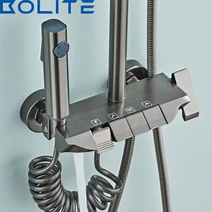 [Hot Item] Piano Key LED Shower Set Intelligent Digital Display Brass Bathtub Rainfall Constant Temperature Shower Faucet