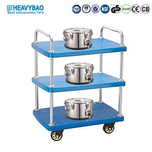 [Hot Item] Heavybao Warehouse Kitchen Heavy Duty Hand Push Trolley Cart 3-Tier Transport Use