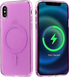Strong Magnetic Pink for iPhone X & Xs Case [Compatible with MagSafe] [Military Grade Drop Tested] Slim Protective Translucent Case with Soft Edges Compatible for 5.8 Inch,Matte Pink
