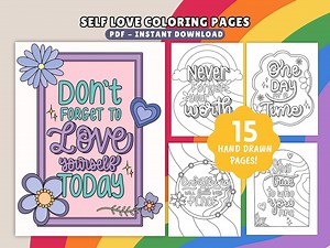 Self Love Coloring Pages: Mindfulness Art, Anxiety Relief (printable -PDF Download) - Etsy