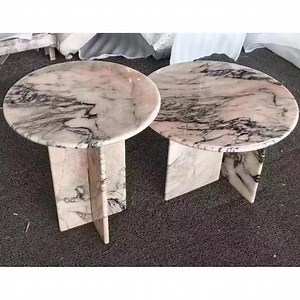 [Hot Item] Newstar Modern Round Marble Side Table Honed Surface Pink Marble Side Table