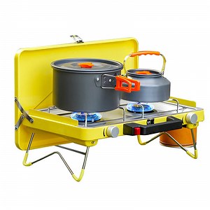 [Hot Item] Portable 2-Burner Propane Stove Stainless Steel 22000 BTU Foldable