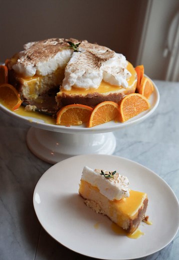 Honey Orange Ricotta Cheesecake with Thyme Crust Recipe