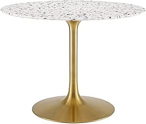 Modway Lippa Round 40" Terrazzo Dining Table in Gold White