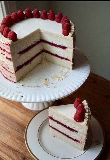 Delicious White Cake with Raspberry Filling Recipe