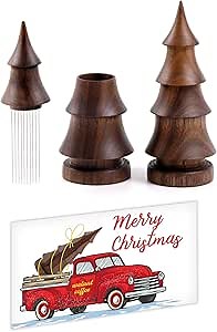 Handmade WDT Tool Christmas Tree with Walnut Stand & Sticker | 9 Needles 0.35mm - Christmas Sticker