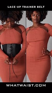 Our Lace-Up Trainer Belt is so chic that you rock it on top of your clothes!  It’s tones & firms your waist w/ adjustable laces. It packs style & function all in one unlike any other waist trainer! Get cinched at WhatWaist.com | Search 271 for product. #WhatWaist #LaceUp #TrainerBelt #FitFashion #StyleEdit | What Waist | Facebook