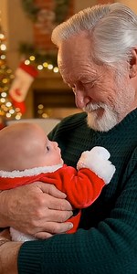 Grandpa Explains Christmas to Tiny Santa… Baby Listens With Pure Wonder 🎄❤️👶🎅 Grandpa holds his little “Santa baby” gently in his arms, the red outfit and tiny hat making the moment even sweeter. He softly explains the magic of Christmas—lights, love, and family. Baby listens quietly with big curious eyes, occasionally smiling as if he understands every word. Grandpa kisses baby’s forehead with warmth… A peaceful Christmas moment no one will forget. 🎬 AI DISCLOSURE : This video is AI-generat