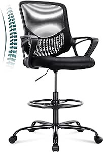SMUG Adjustable Counter Height Office Chair, Black, Mesh