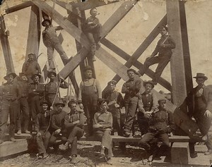 Work Crew Posing On The Canadian Pacific Railway High Level Bridge