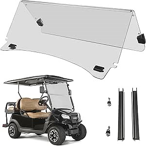 Club Car Precedent Windshield Compatible with 2004-UP Models Gas & Electric, Golf Cart Tinted Folding Down Windshield (Clear)