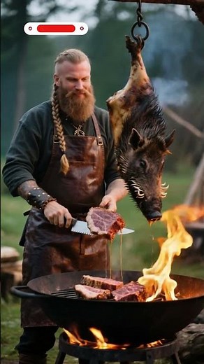 🔥 Viking Feast: Giant Wild Boar Leg Roasted Over Open Flames Part 13