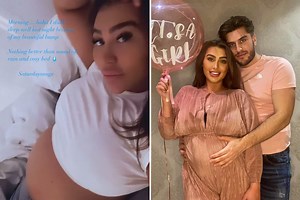 Pregnant Lauren Goodger reveals baby bump as she admits struggle to sleep